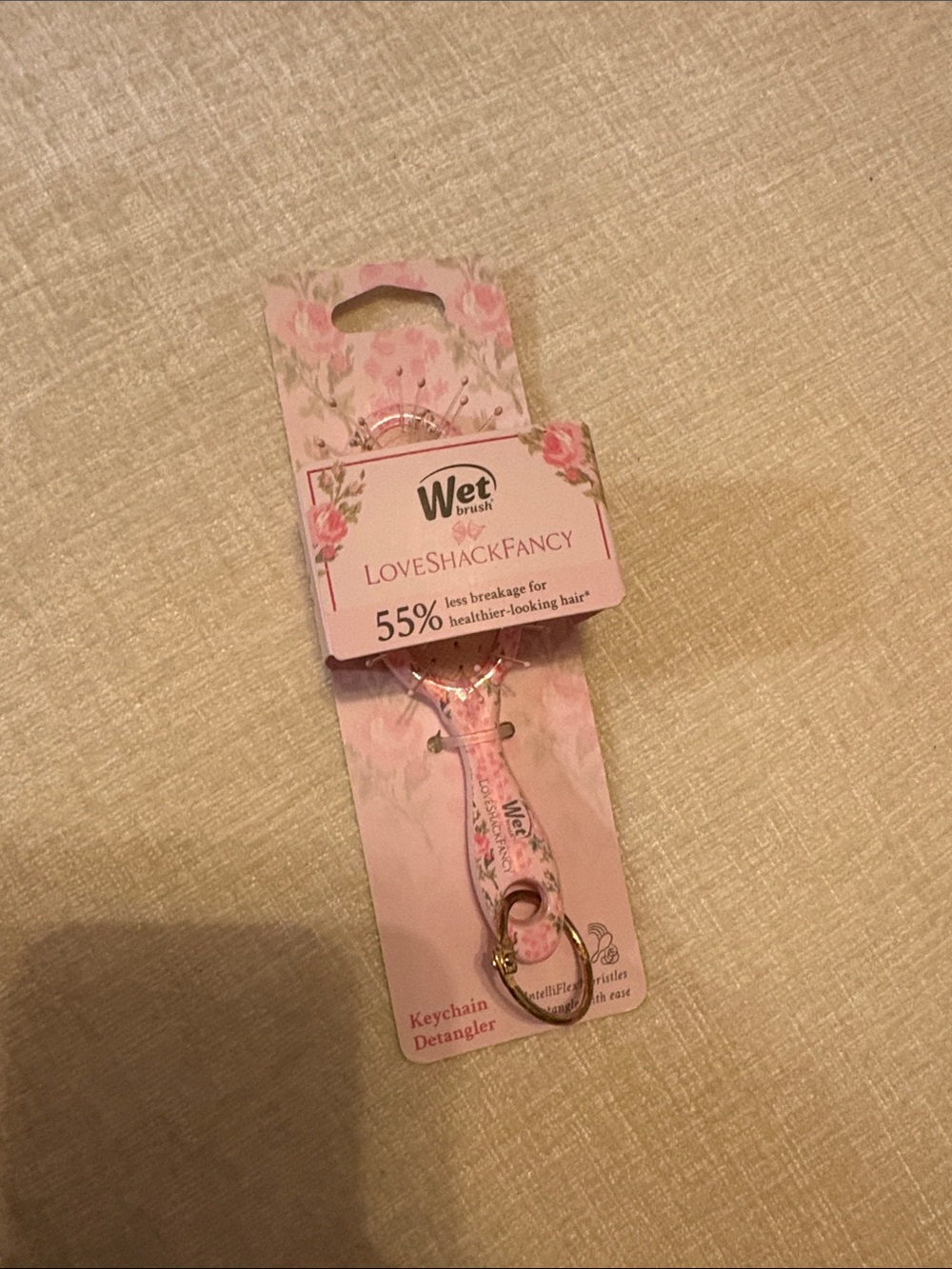 LoveShackFancy Pink Floral Keychain Detangler